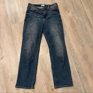 Sneak peak *soft* boot cut high waisted 3/4 length jeans, 30” waist